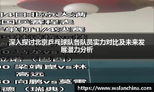 深入探讨北京乒乓球队各队员实力对比及未来发展潜力分析